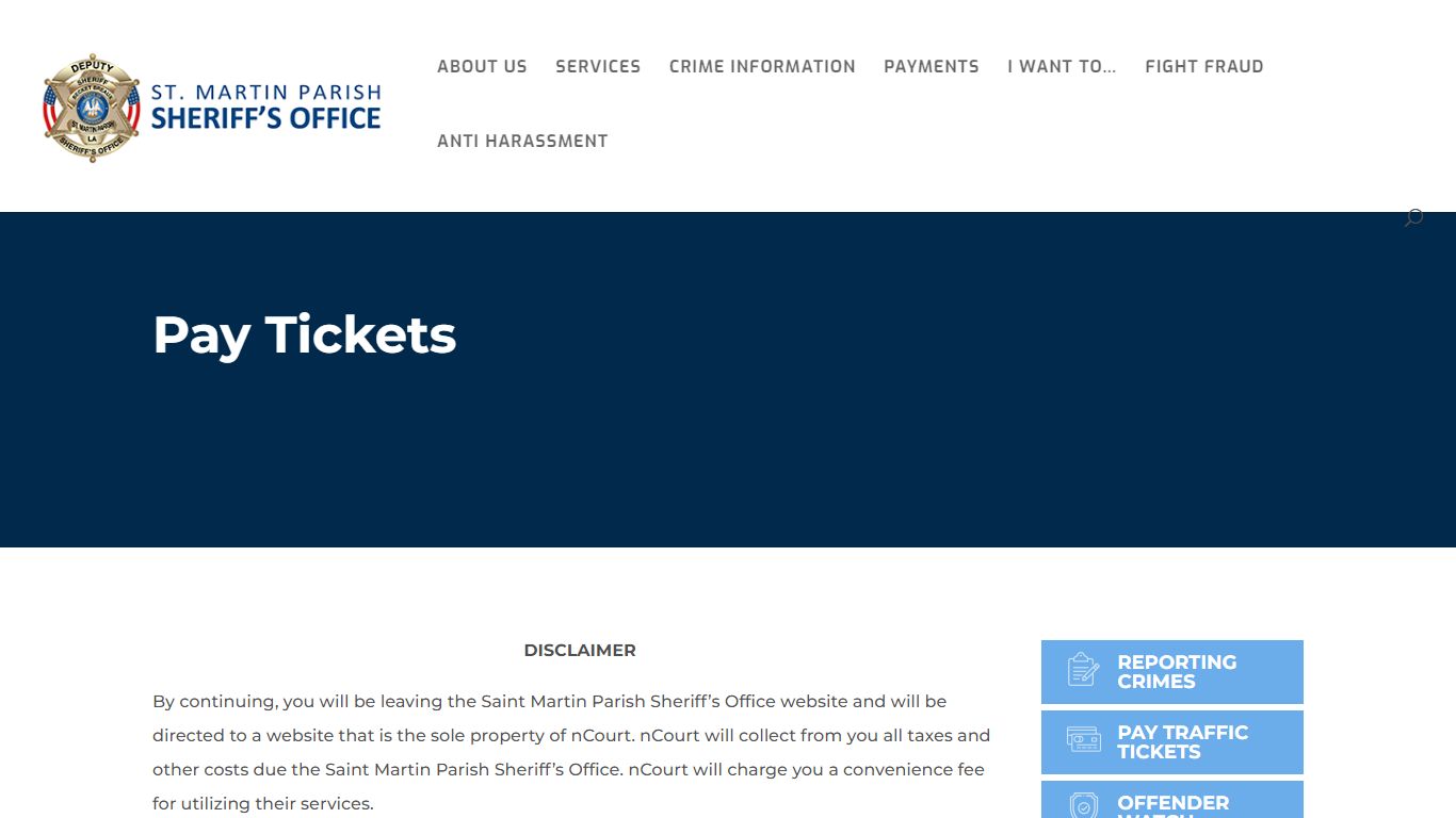 Pay Tickets | St Martin Parish Sheriff